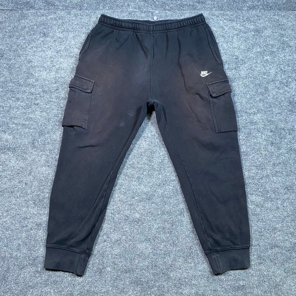 Nike Sportswear Club Fleece Cargo Sweatpants Black Joggers CD3129-010 Mens Large
